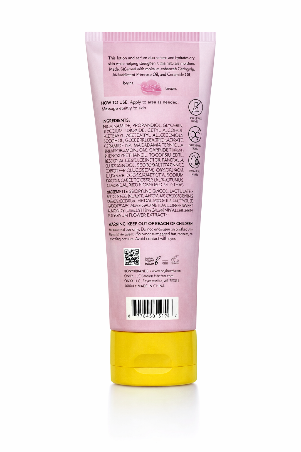 ONYX Professional Body Lotion & Serum with Ceramide NP & Primrose Oil, Rose Petals