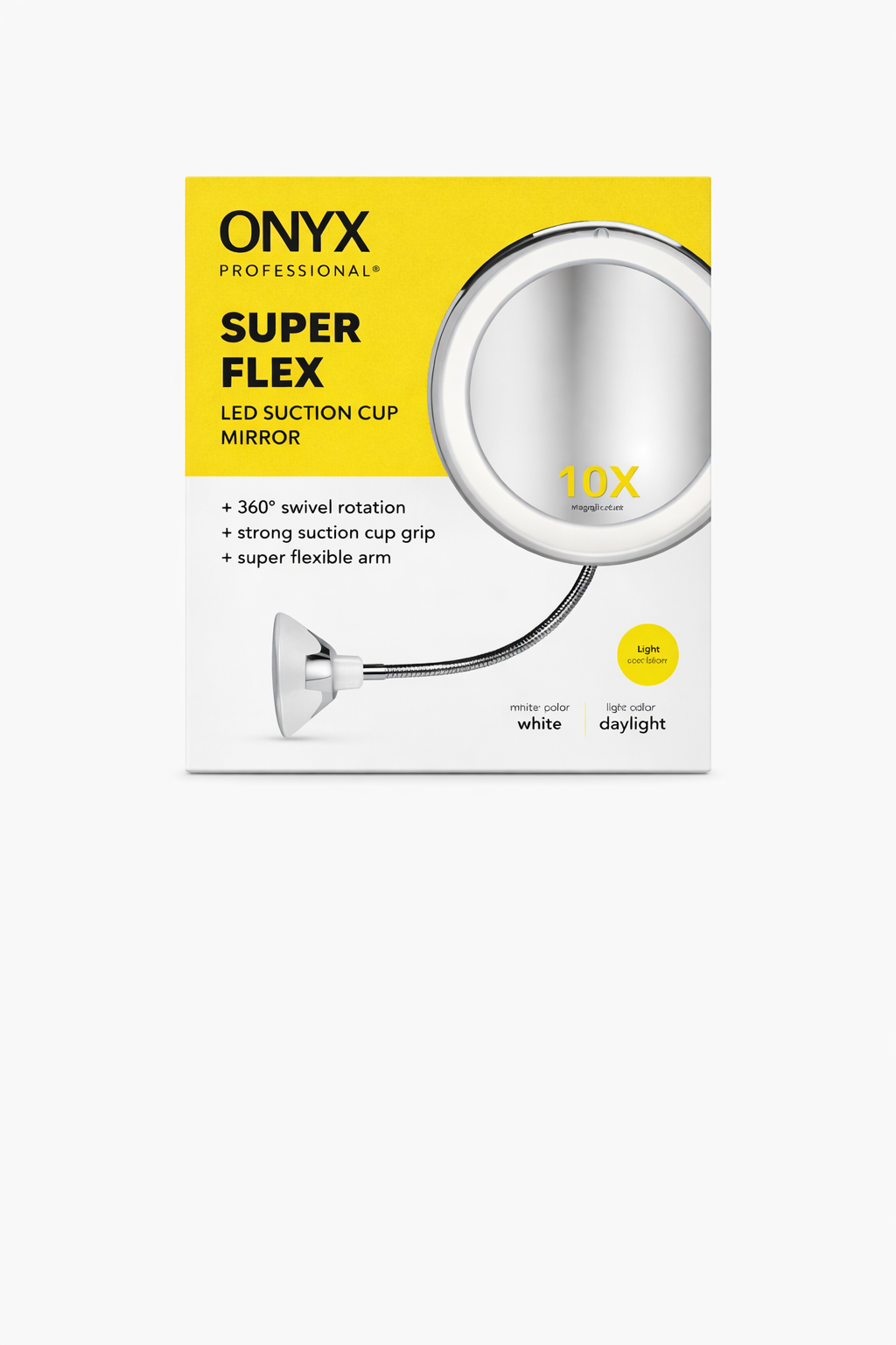 ONYX Professional Super Flex LED Makeup Mirror with Suction Cup, White
