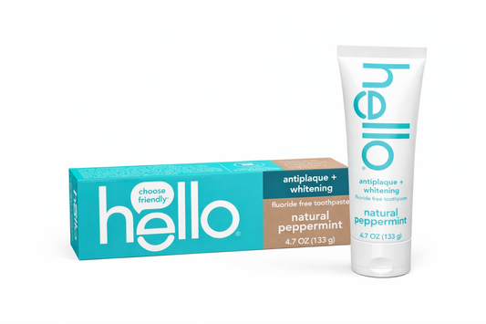 hello Antiplaque and Whitening Fluoride Free Toothpaste, Natural Peppermint, 4.7 Oz