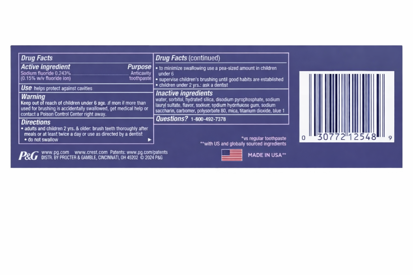 Crest 3D White Fluoride Anticavity Whitening Toothpaste, Advanced Radiant Mint