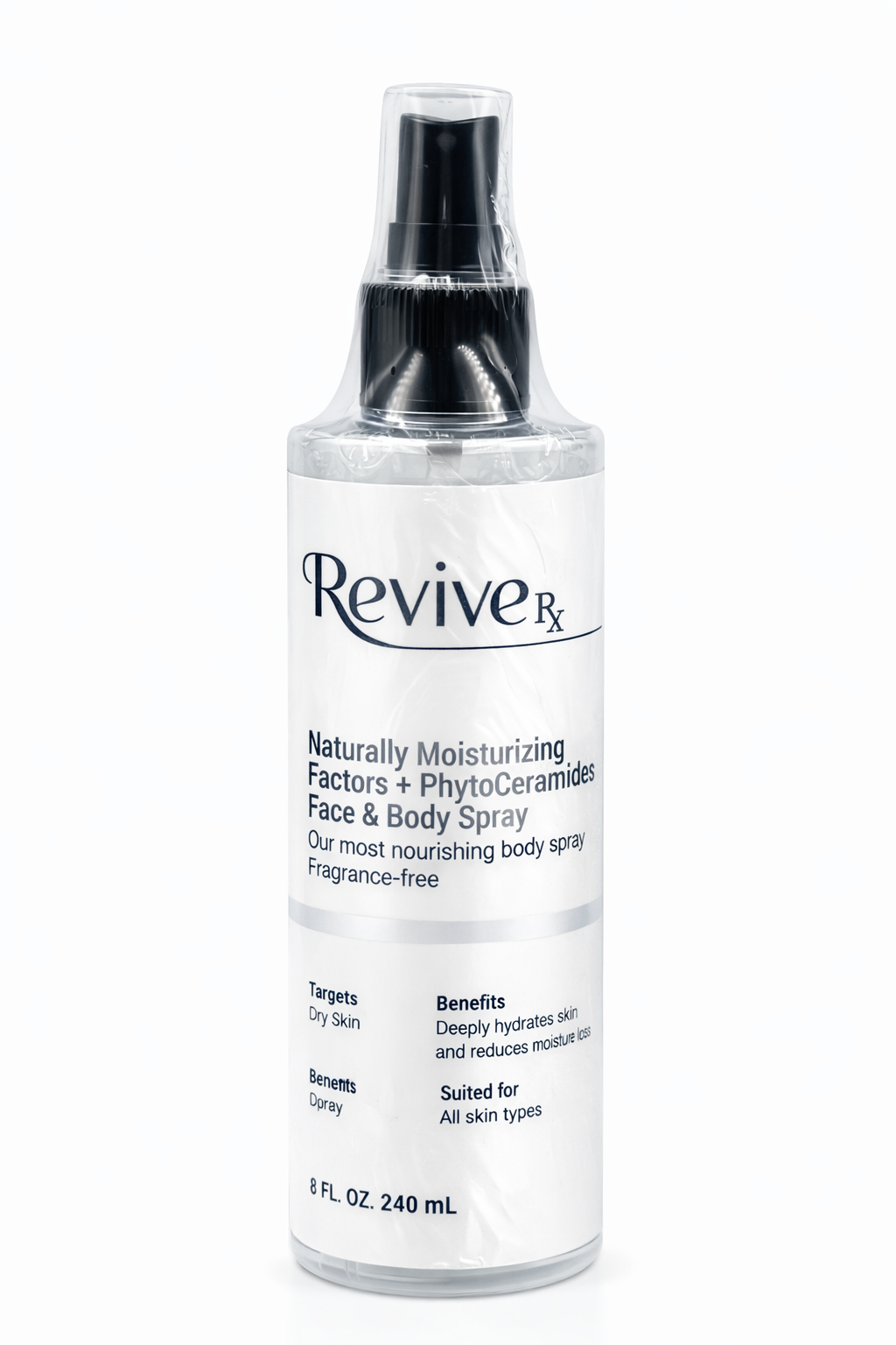 ReviveRX Naturally Moisturizing Face and Body Spray with PhytoCeramides, Fragrance-Free, All Skin Types