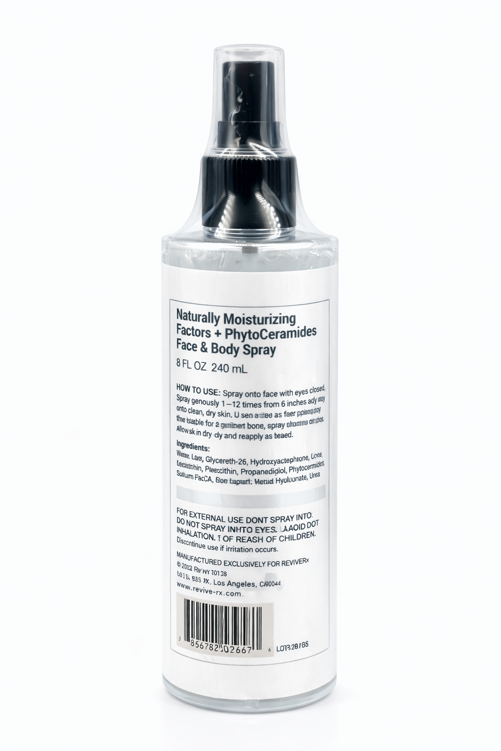ReviveRX Naturally Moisturizing Face and Body Spray with PhytoCeramides, Fragrance-Free, All Skin Types