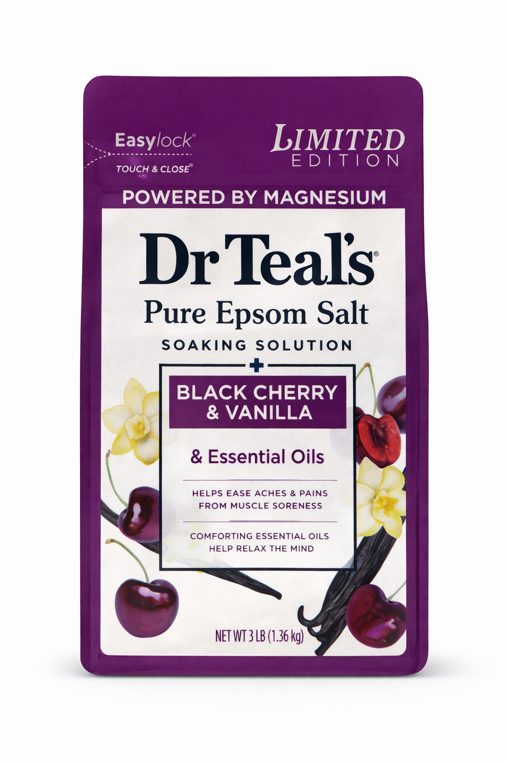 Dr Teal's Epsom Salt Magnesium Soak, Black Cherry & Vanilla