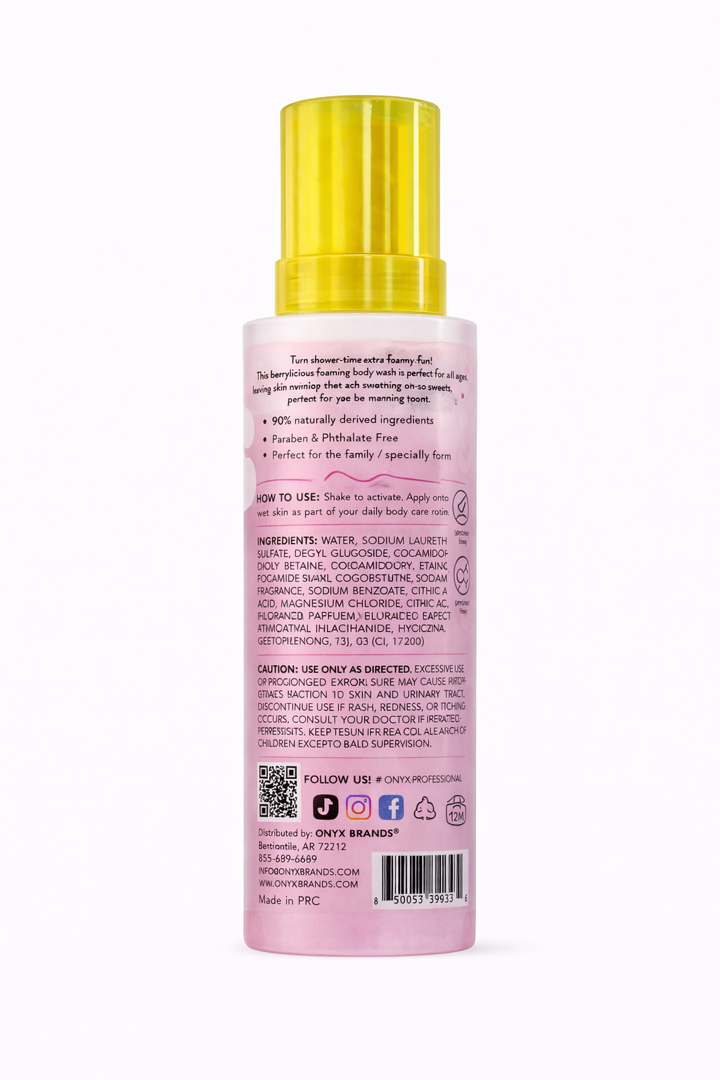 ONYX Professional Foaming & Hydrating Body Wash Shake, Very Berry