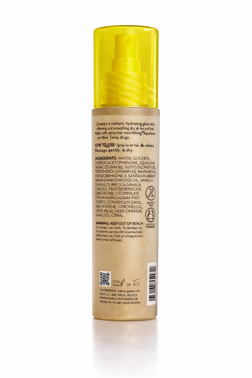 ONYX Professional Hydrating Shimmer Body + Hair Mist, Sandalwood Vanilla
