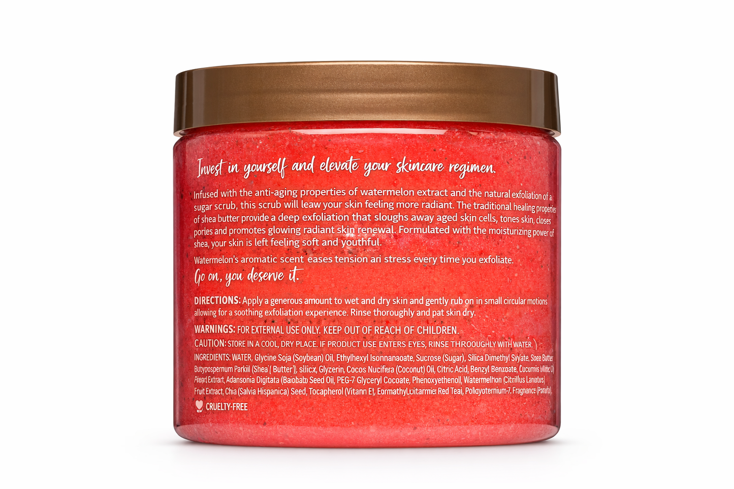 Equate Watermelon Shea Sugar Body Scrub, 18 oz, Natural Oils and Vitamin E