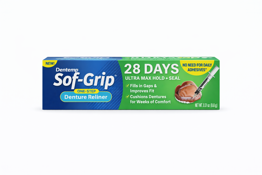 Dentemp Sof-Grip One-Step Denture Reliner 3g – Long Lasting Denture Repair for Loose Fitting Dentures
