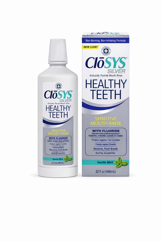 Closys Healthy Teeth Anti-Cavity Oral Rinse Mouthwash with Fluoride, Non-Burning, Non-Irritating – 32 Fl oz